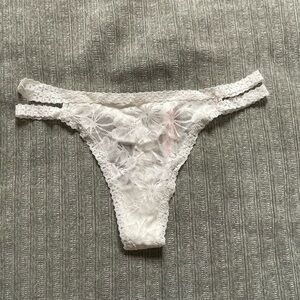 White Lace Floral Thong Victoria’ Secret Pink